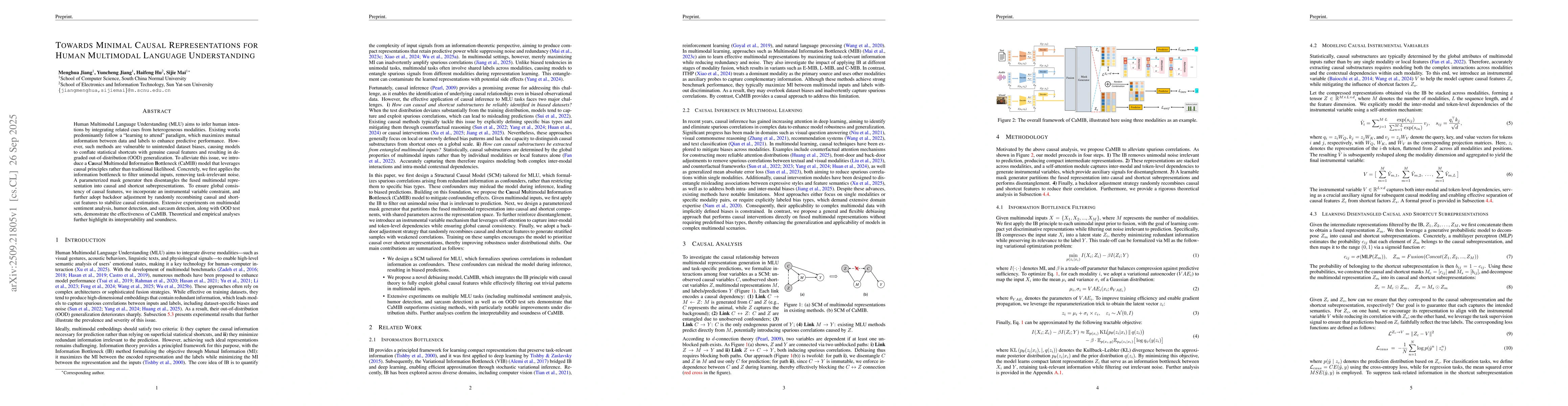 Thumbnail for Towards Minimal Causal Representations for Human Multimodal Language
  Understanding