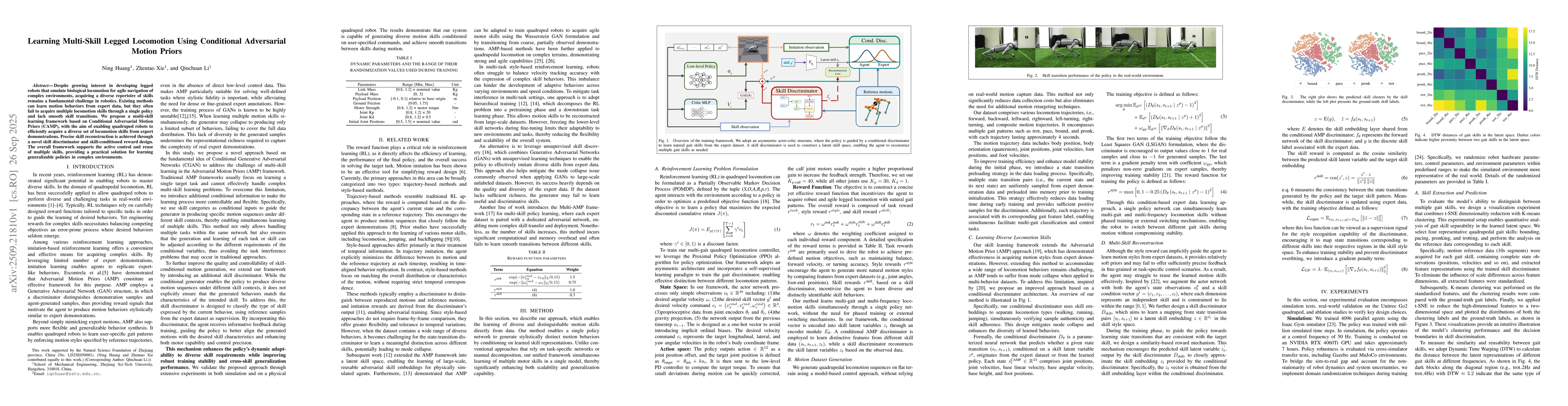 Thumbnail for Learning Multi-Skill Legged Locomotion Using Conditional Adversarial
  Motion Priors
