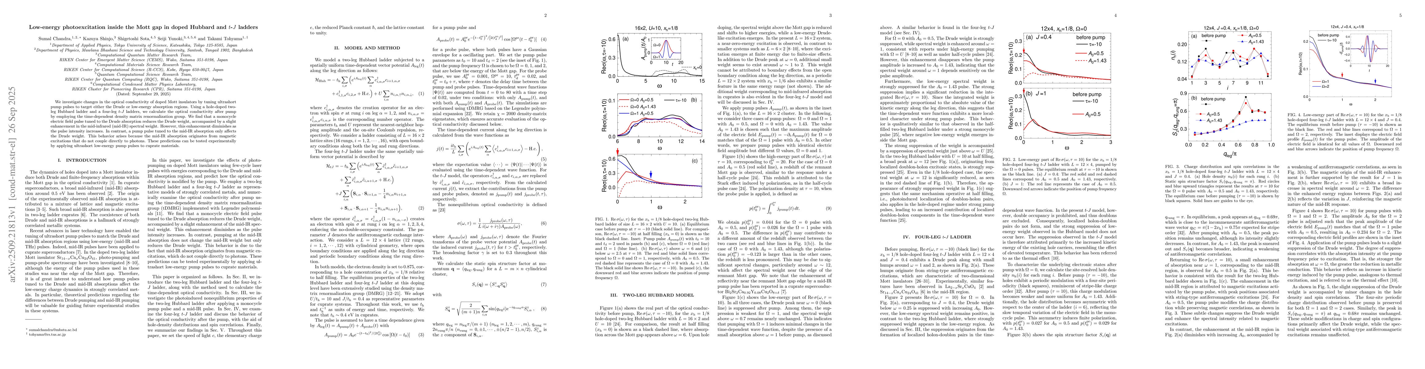 Thumbnail for Low-energy photoexcitation inside the Mott gap in doped Hubbard and t-J
  ladders