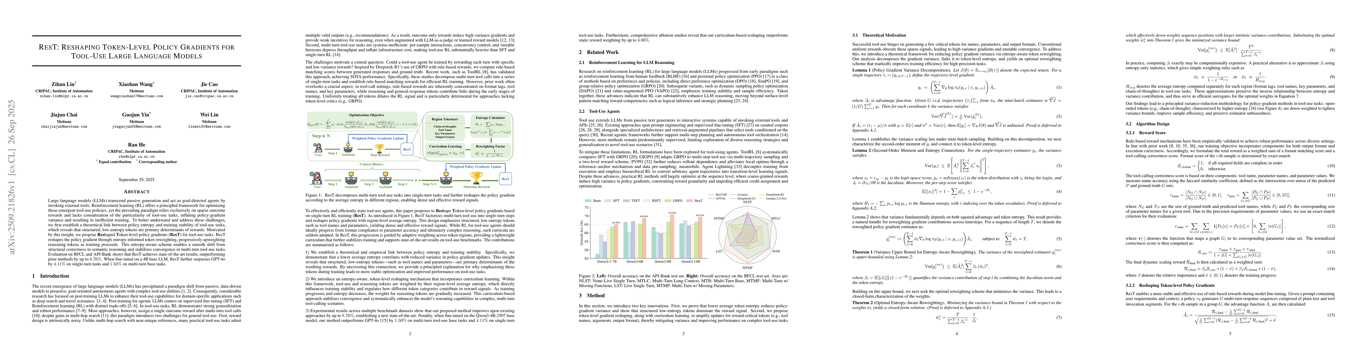 Thumbnail for ResT: Reshaping Token-Level Policy Gradients for Tool-Use Large Language
  Models