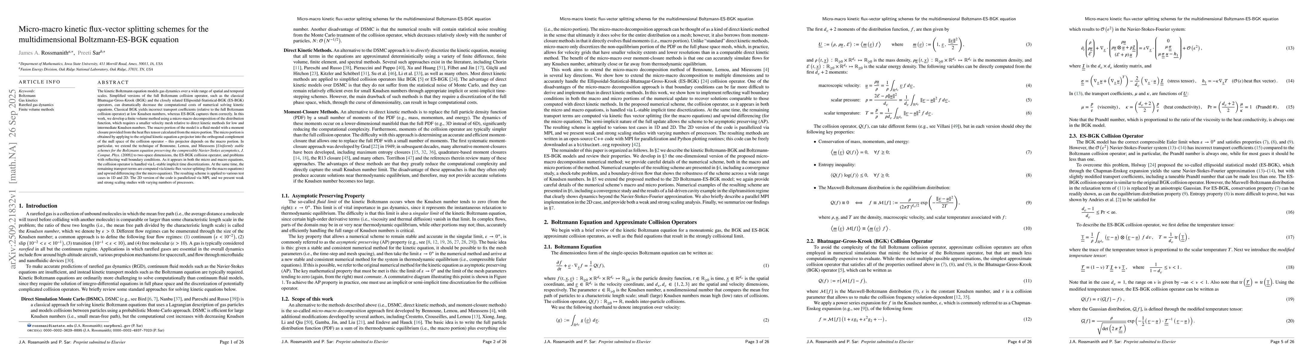 Thumbnail for Micro-macro kinetic flux-vector splitting schemes for the
  multidimensional Boltzmann-ES-BGK equation