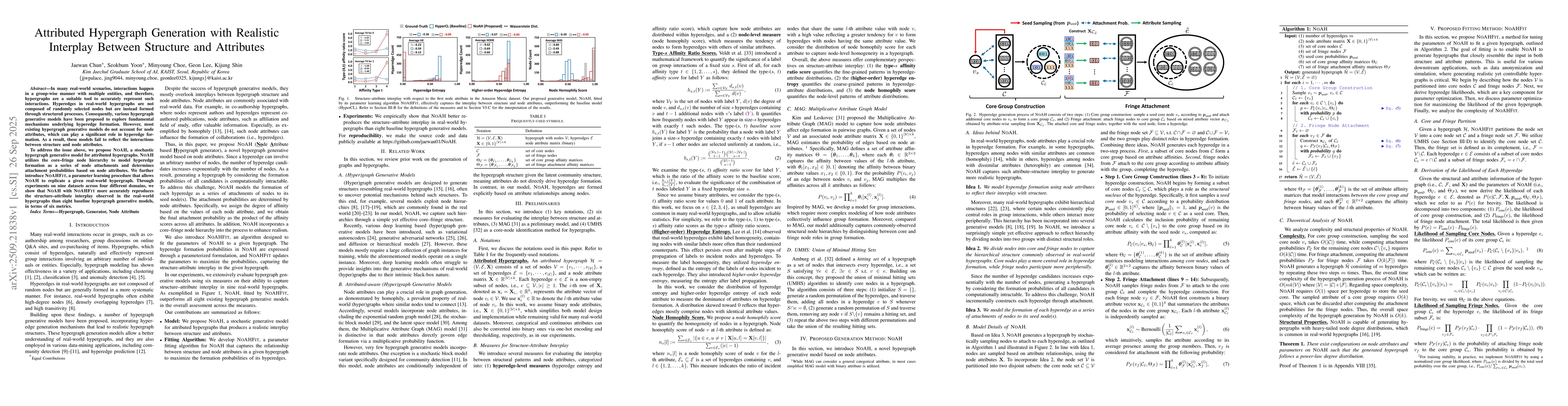 Thumbnail for Attributed Hypergraph Generation with Realistic Interplay Between
  Structure and Attributes