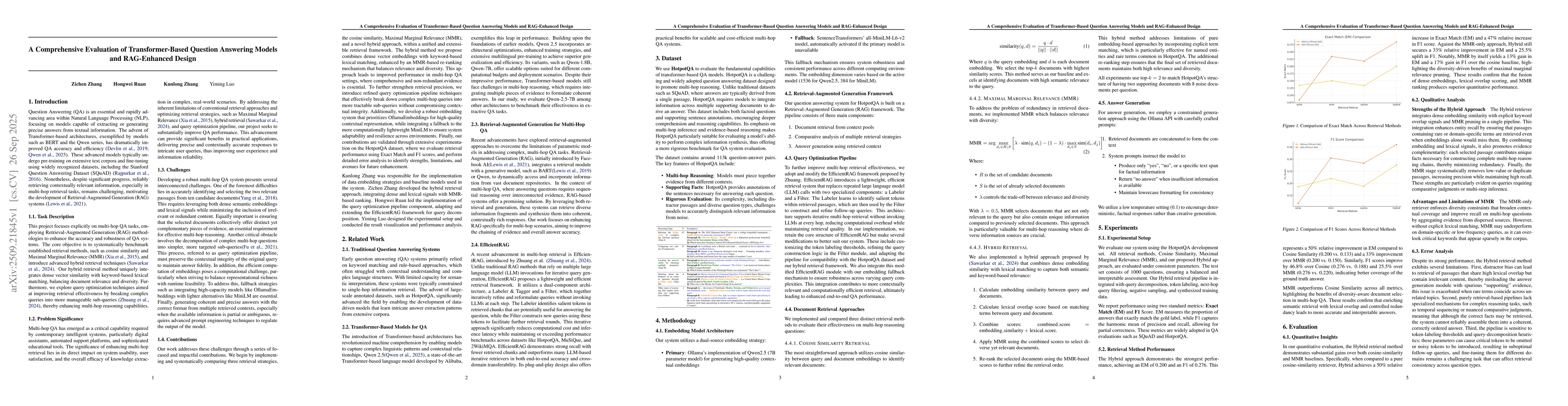 Thumbnail for A Comprehensive Evaluation of Transformer-Based Question Answering
  Models and RAG-Enhanced Design