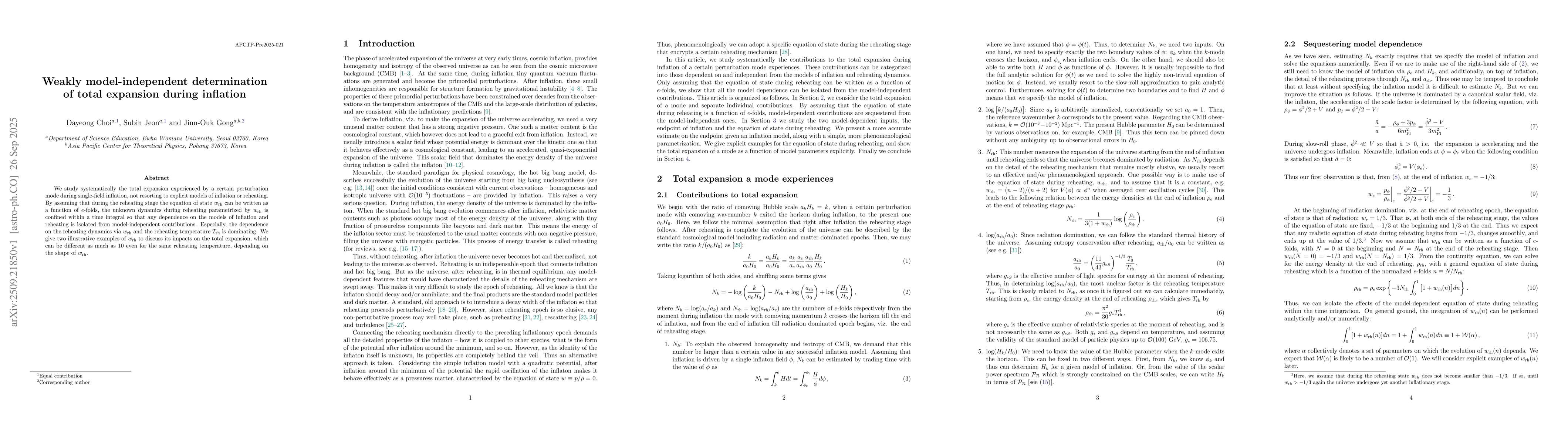 Thumbnail for Weakly model-independent determination of total expansion during
  inflation
