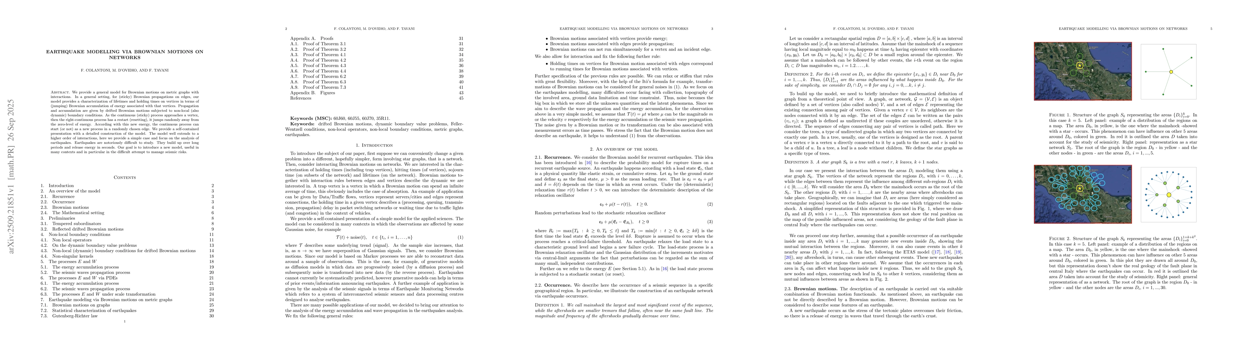 Thumbnail for Earthquake modelling via Brownian motions on networks