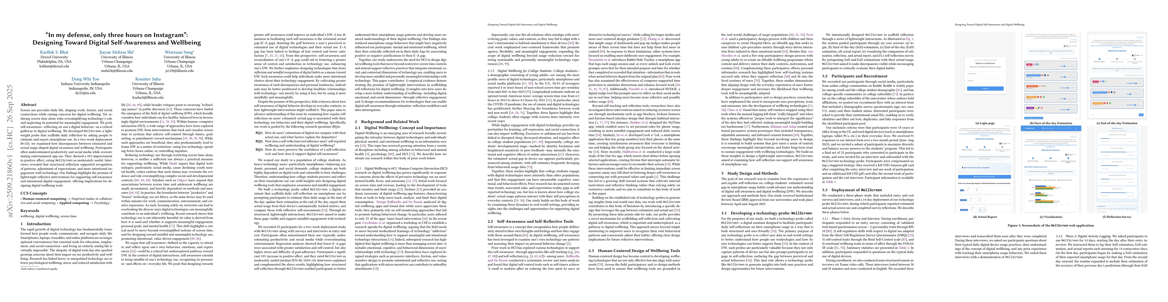 Thumbnail for "In my defense, only three hours on Instagram": Designing Toward Digital
  Self-Awareness and Wellbeing