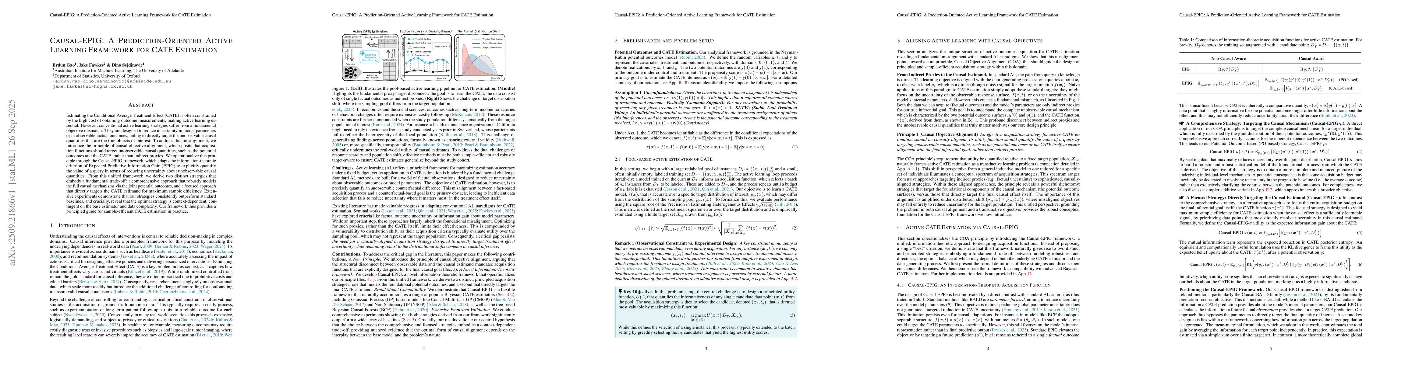 Thumbnail for Causal-EPIG: A Prediction-Oriented Active Learning Framework for CATE
  Estimation