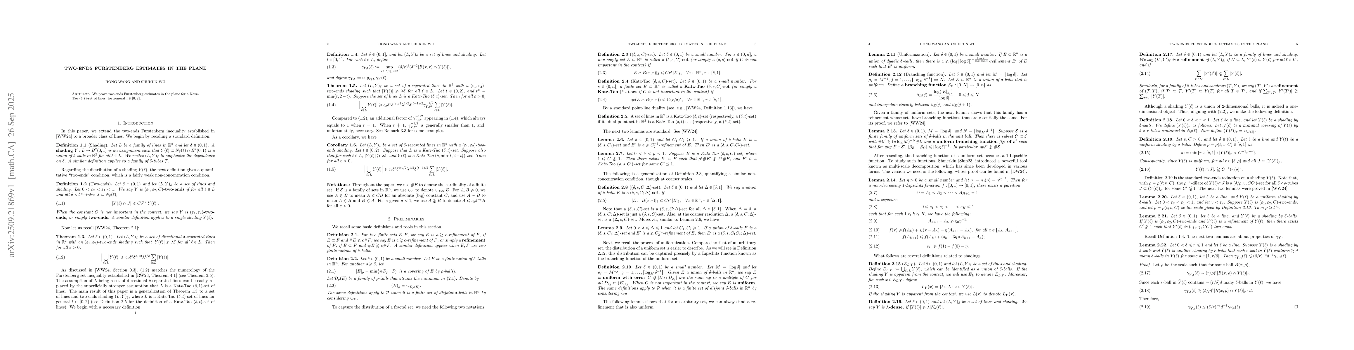 Thumbnail for Two-ends Furstenberg estimates in the plane