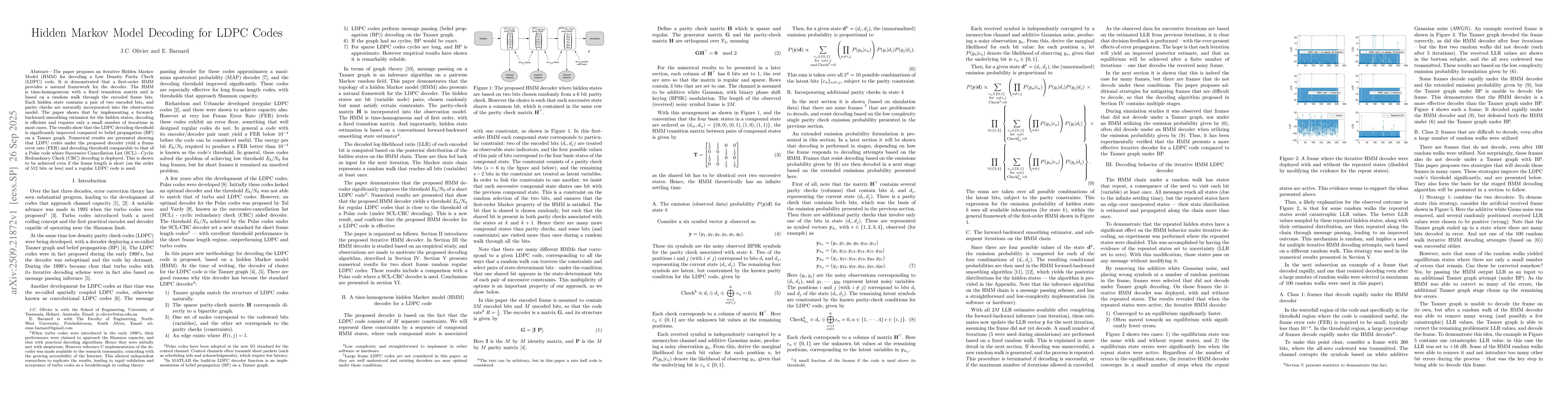 Thumbnail for Hidden Markov Model Decoding for LDPC Codes