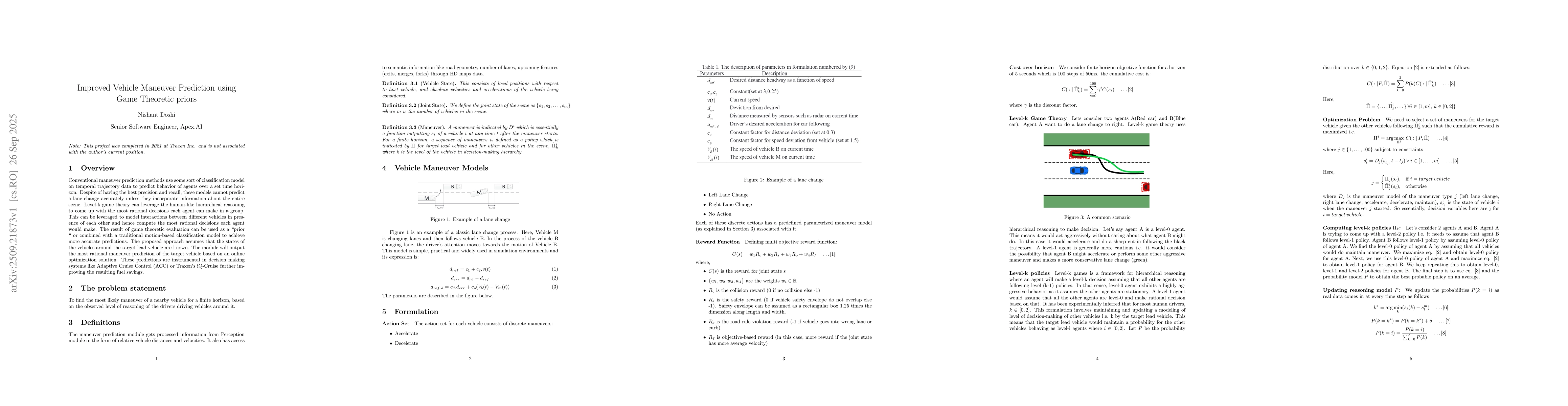 Thumbnail for Improved Vehicle Maneuver Prediction using Game Theoretic Priors