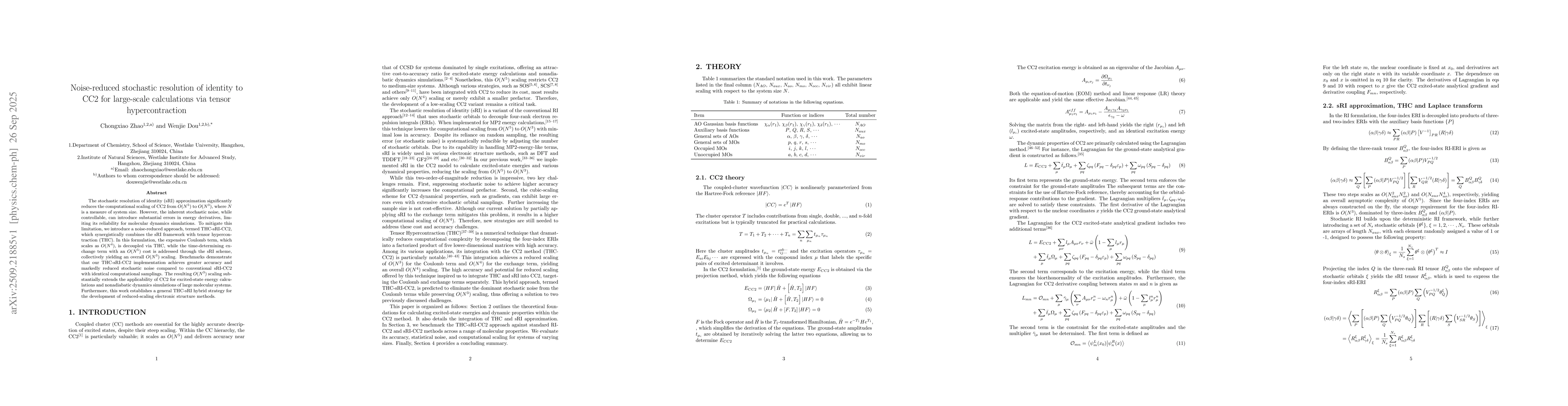 Thumbnail for Noise-reduced stochastic resolution of identity to CC2 for large-scale
  calculations via tensor hypercontraction