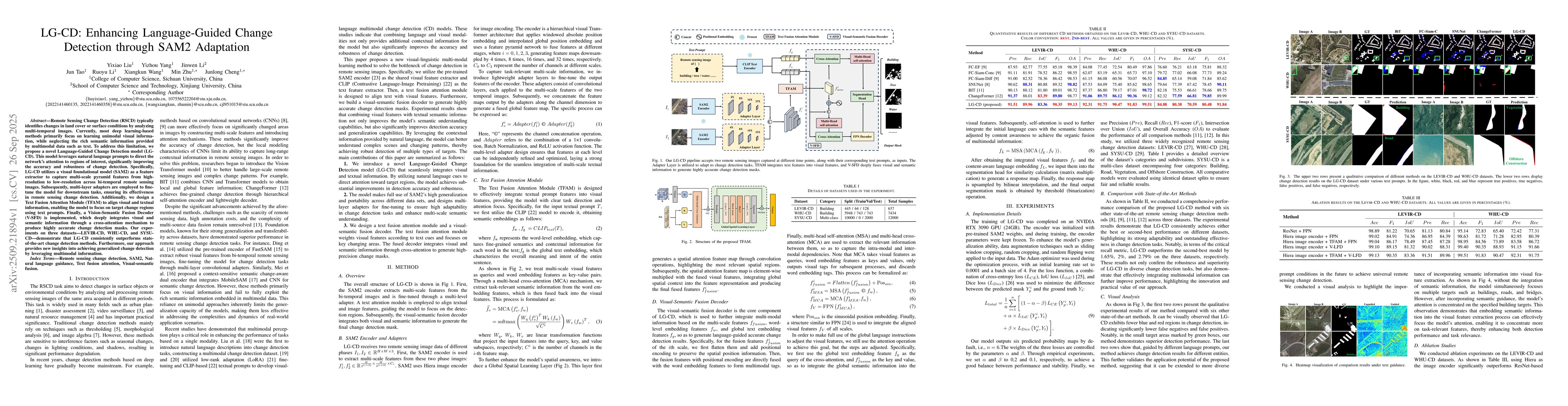 Thumbnail for LG-CD: Enhancing Language-Guided Change Detection through SAM2
  Adaptation