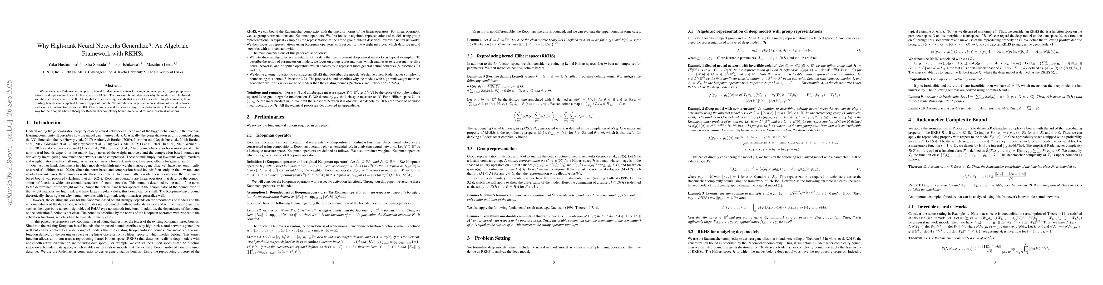 Thumbnail for Why High-rank Neural Networks Generalize?: An Algebraic Framework with
  RKHSs