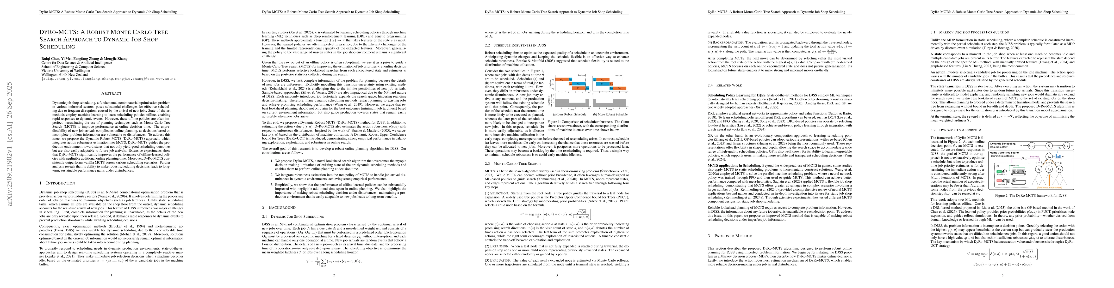 Thumbnail for DyRo-MCTS: A Robust Monte Carlo Tree Search Approach to Dynamic Job Shop
  Scheduling