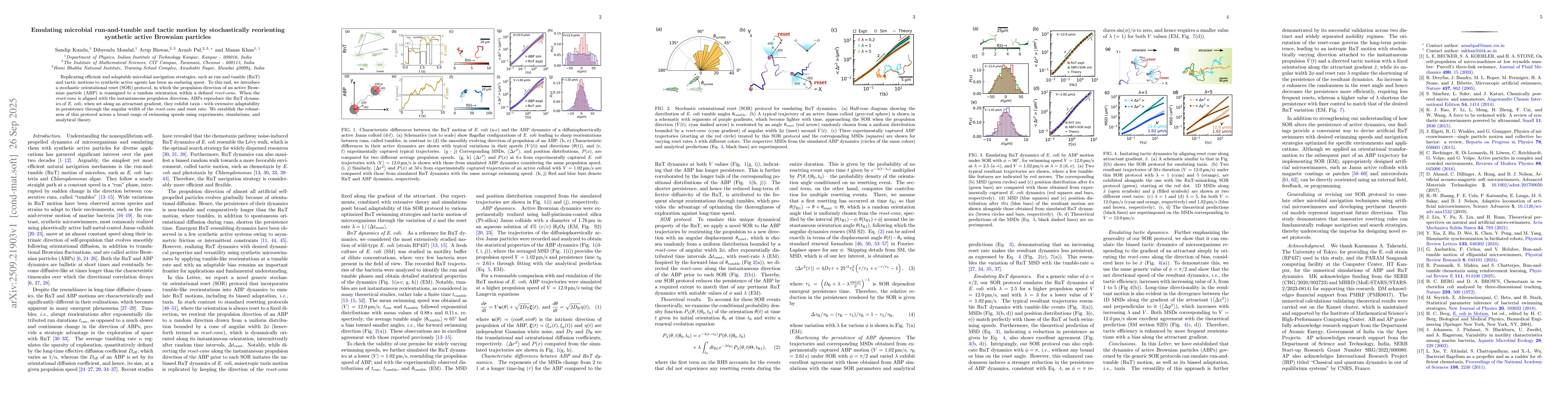 Thumbnail for Emulating microbial run-and-tumble and tactic motion by stochastically
  reorienting synthetic active Brownian particles