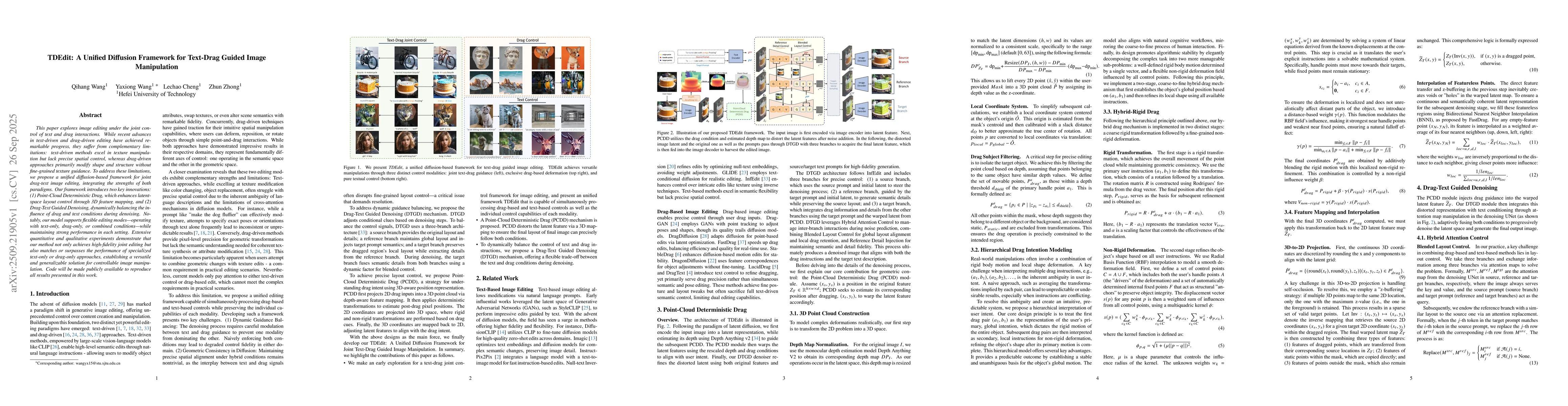 Thumbnail for TDEdit: A Unified Diffusion Framework for Text-Drag Guided Image
  Manipulation