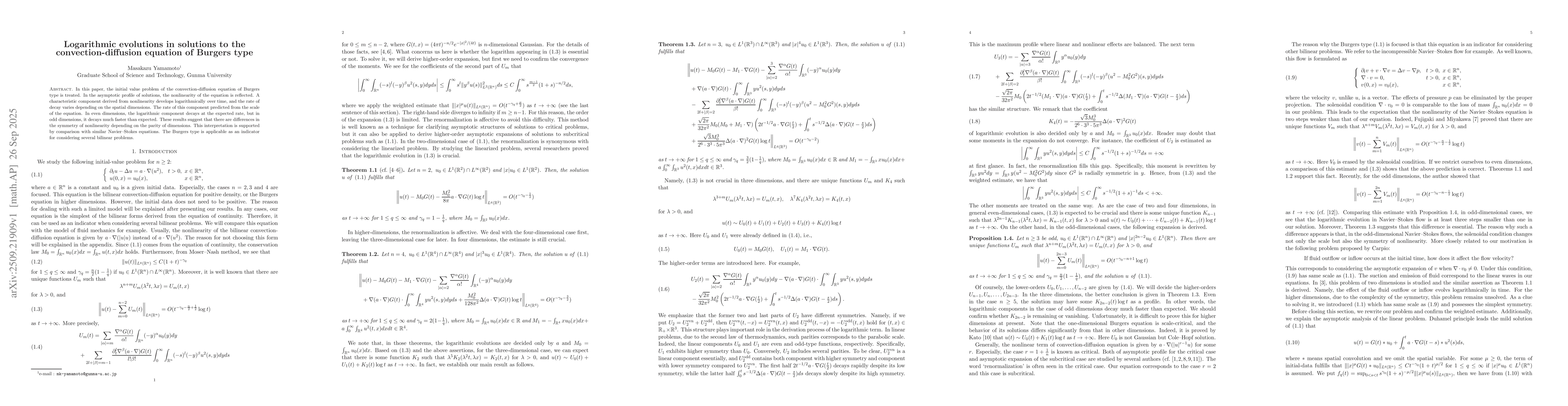 Thumbnail for Logarithmic evolutions in solutions to the convection-diffusion equation
  of Burgers type