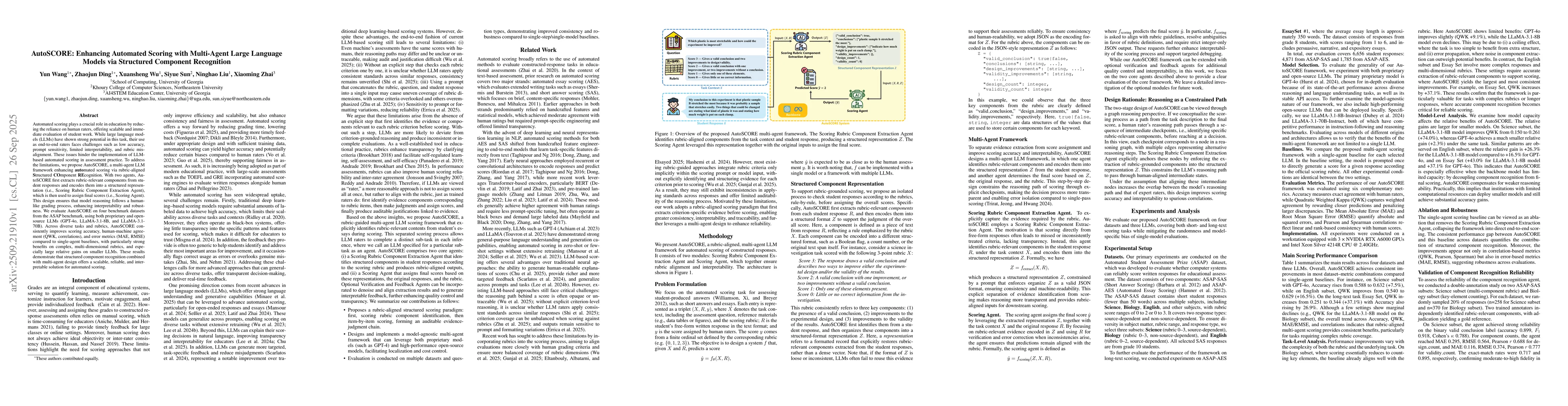 Thumbnail for AutoSCORE: Enhancing Automated Scoring with Multi-Agent Large Language
  Models via Structured Component Recognition