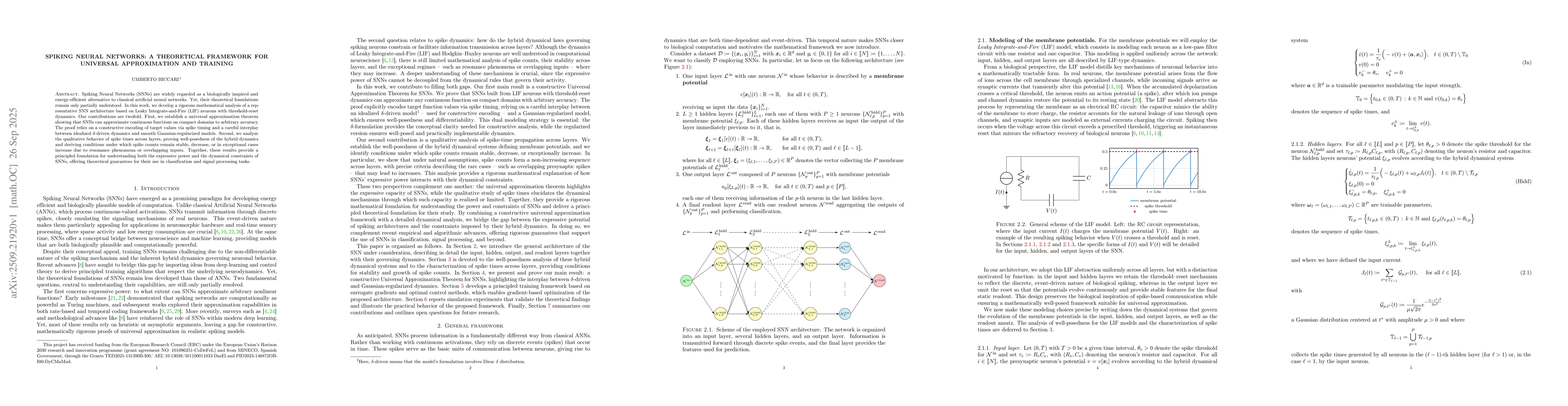 Thumbnail for Spiking Neural Networks: a theoretical framework for Universal
  Approximation and training