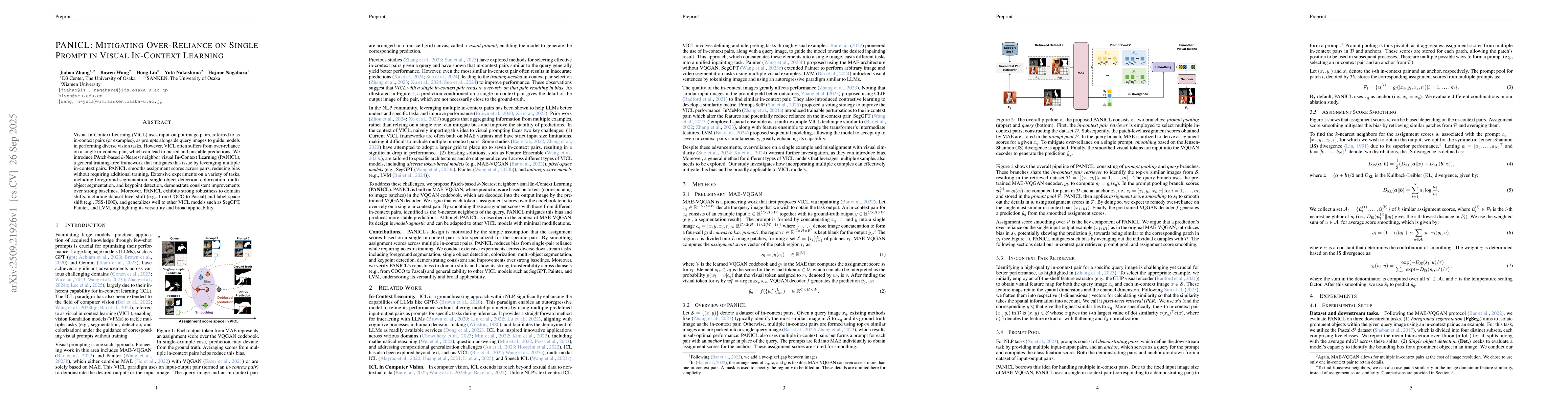 Thumbnail for PANICL: Mitigating Over-Reliance on Single Prompt in Visual In-Context
  Learning