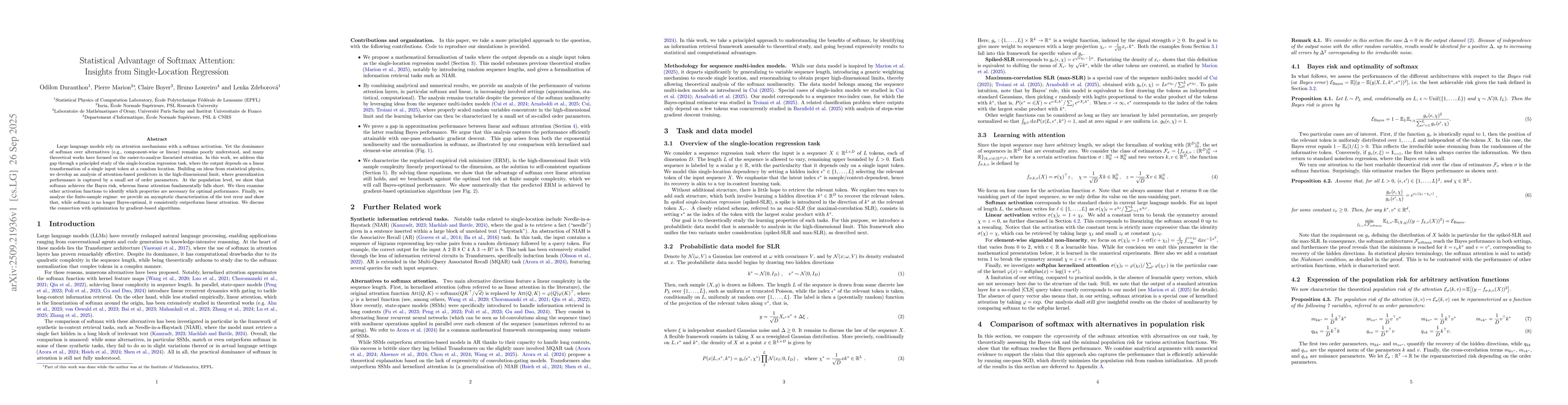 Thumbnail for Statistical Advantage of Softmax Attention: Insights from
  Single-Location Regression