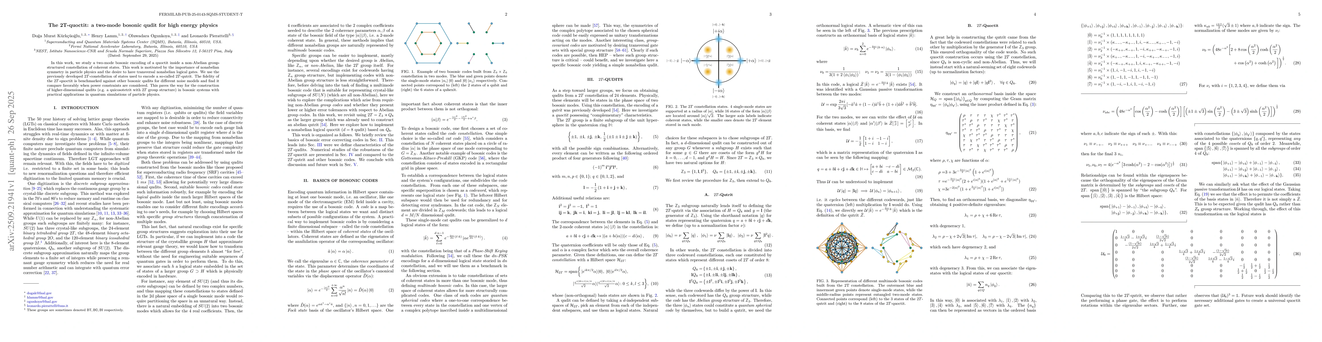 Thumbnail for The 2T-quoctit: a two-mode bosonic qudit for high energy physics