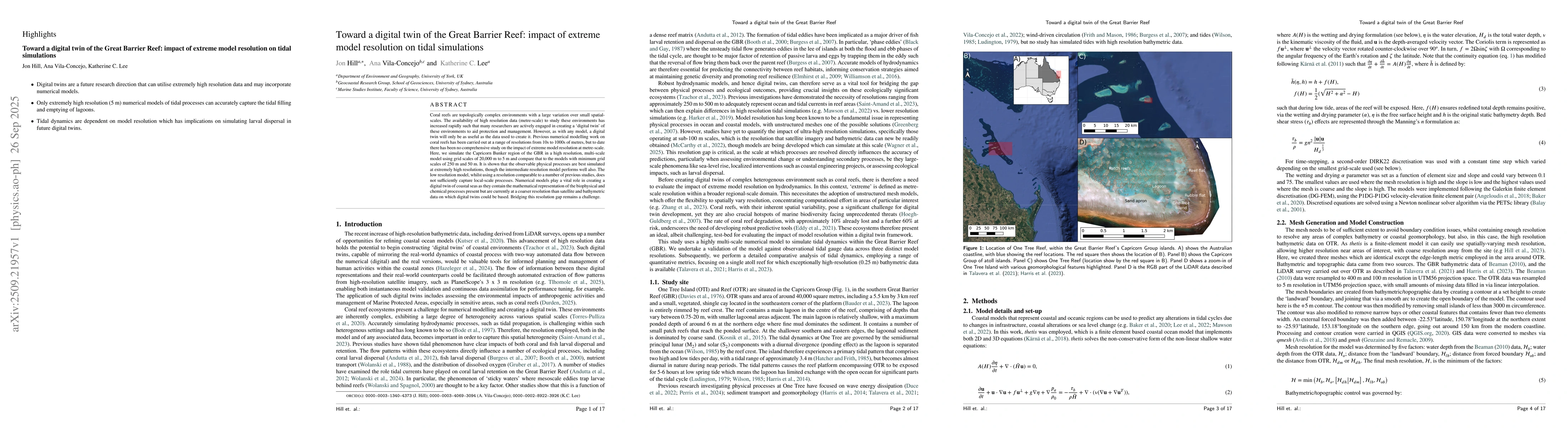 Thumbnail for Toward a digital twin of the Great Barrier Reef: impact of extreme model
  resolution on tidal simulations
