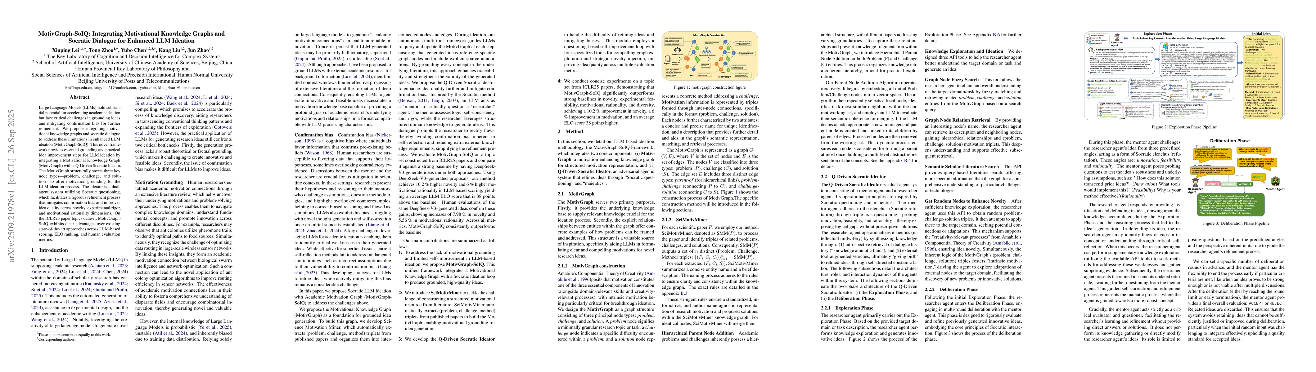 Thumbnail for MotivGraph-SoIQ: Integrating Motivational Knowledge Graphs and Socratic
  Dialogue for Enhanced LLM Ideation