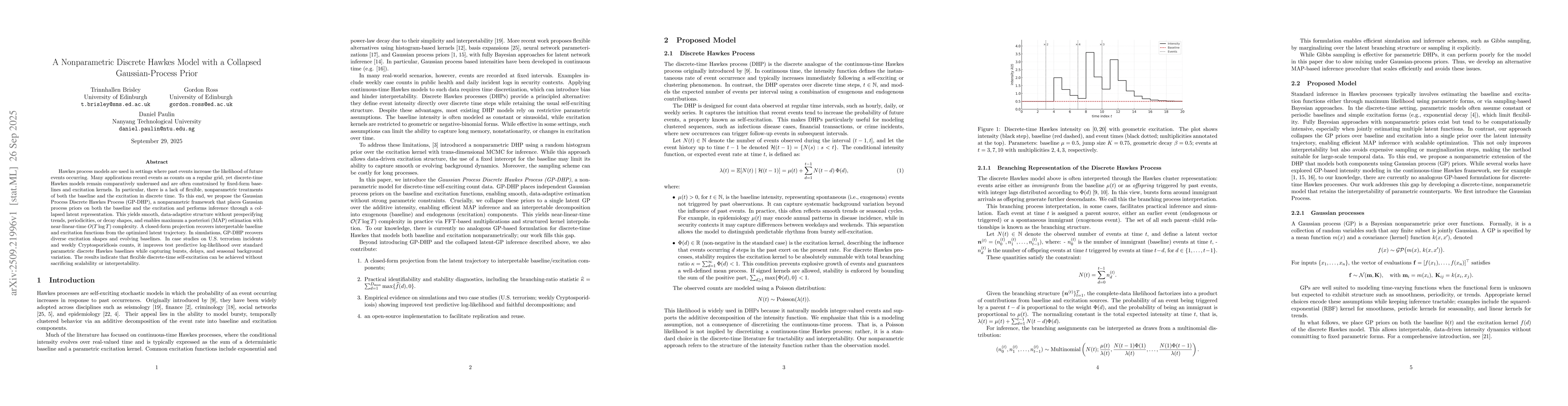 Thumbnail for A Nonparametric Discrete Hawkes Model with a Collapsed Gaussian-Process
  Prior