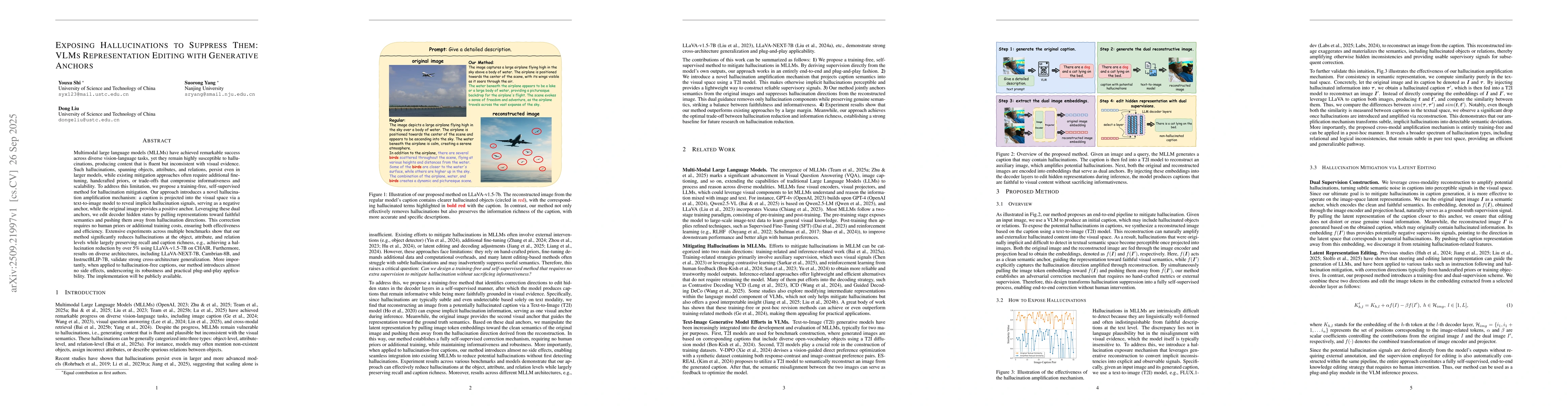 Thumbnail for Exposing Hallucinations To Suppress Them: VLMs Representation Editing
  With Generative Anchors