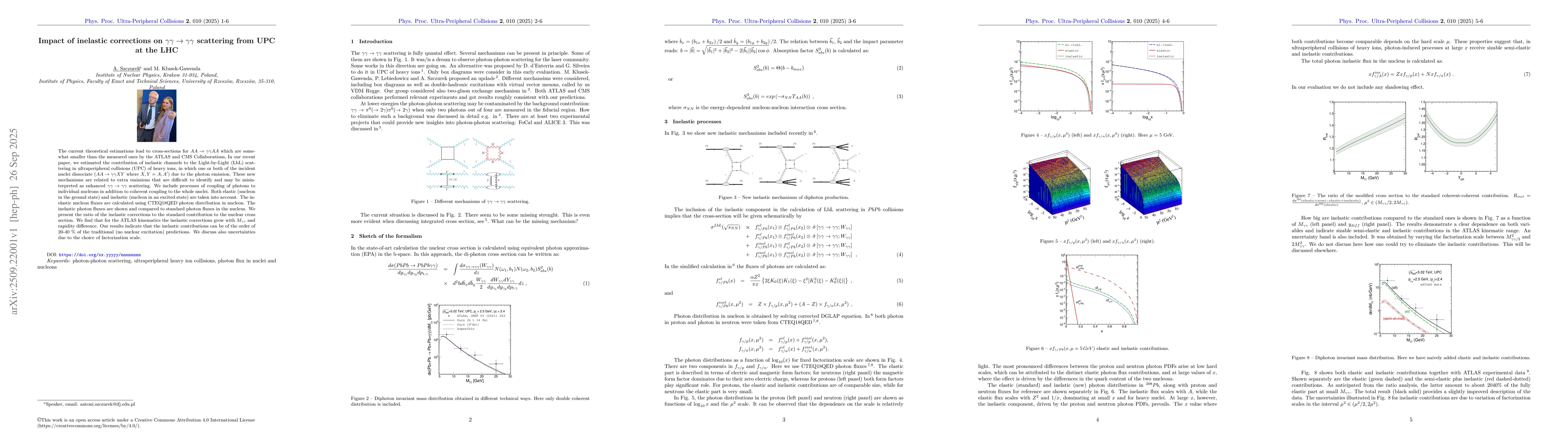 Thumbnail for Impact of inelastic corrections on $γγ\to γγ$
  scattering from UPC at the LHC