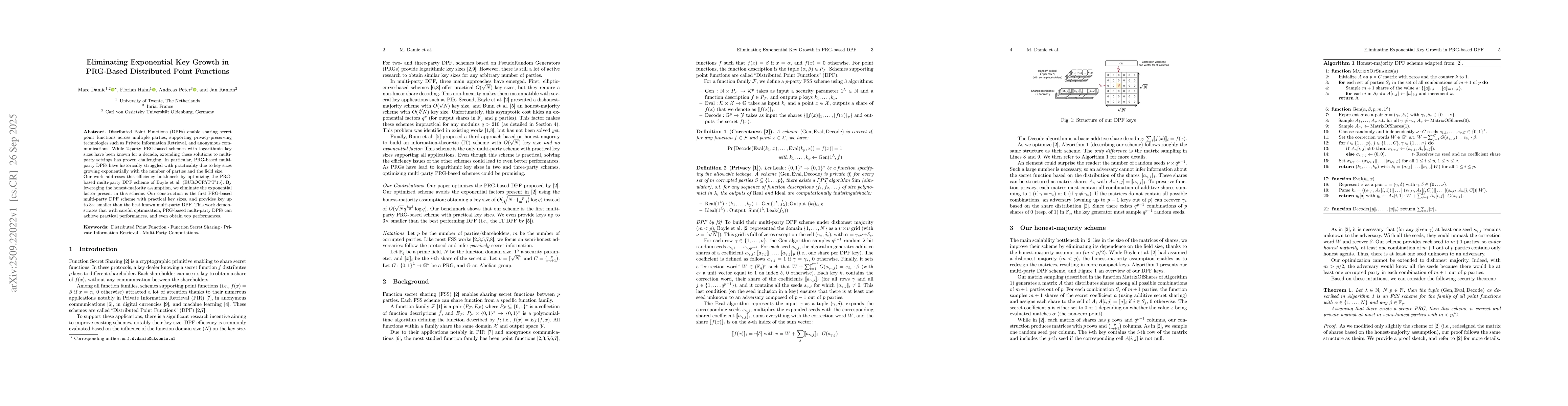 Thumbnail for Eliminating Exponential Key Growth in PRG-Based Distributed Point
  Functions