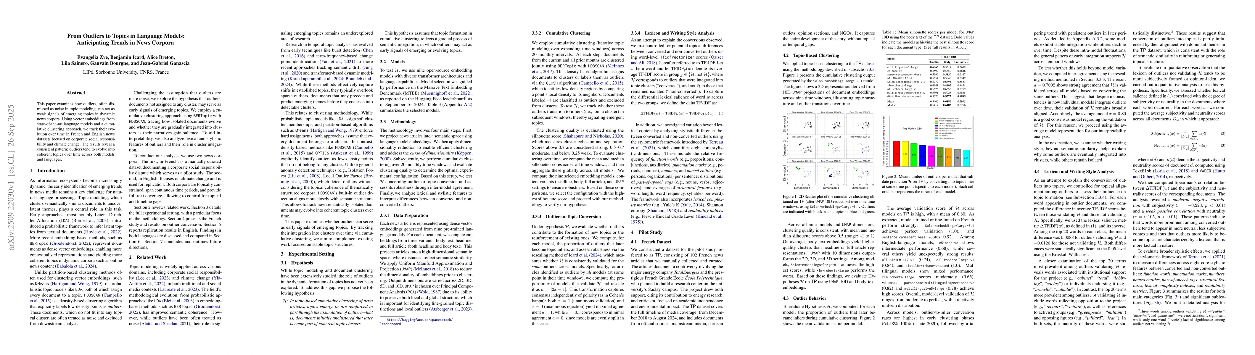 Thumbnail for From Outliers to Topics in Language Models: Anticipating Trends in News
  Corpora
