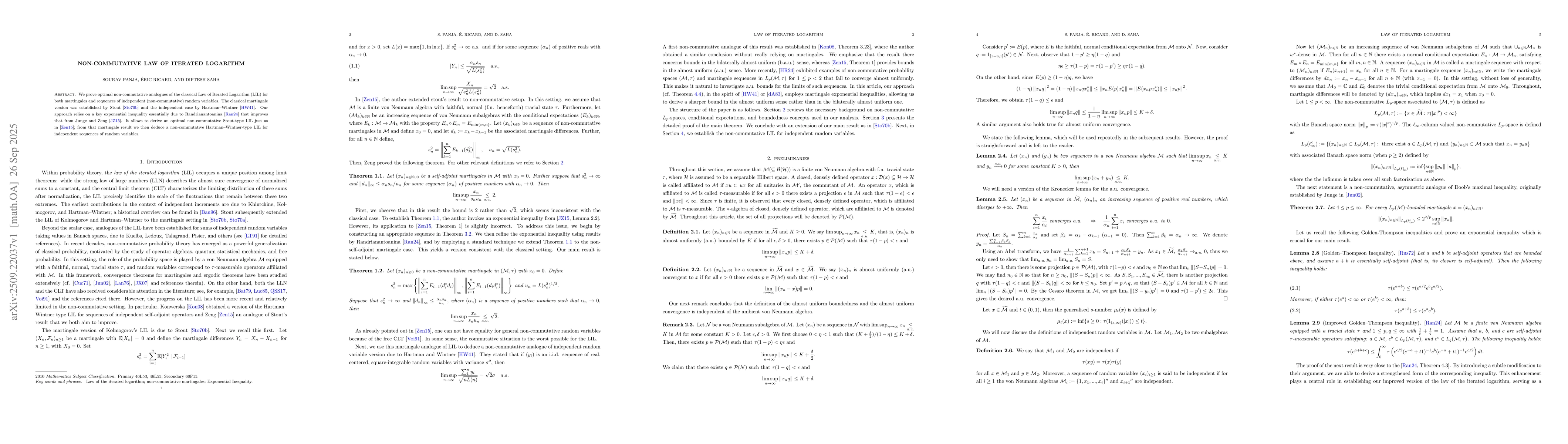 Thumbnail for Non-commutative Law of iterated logarithm