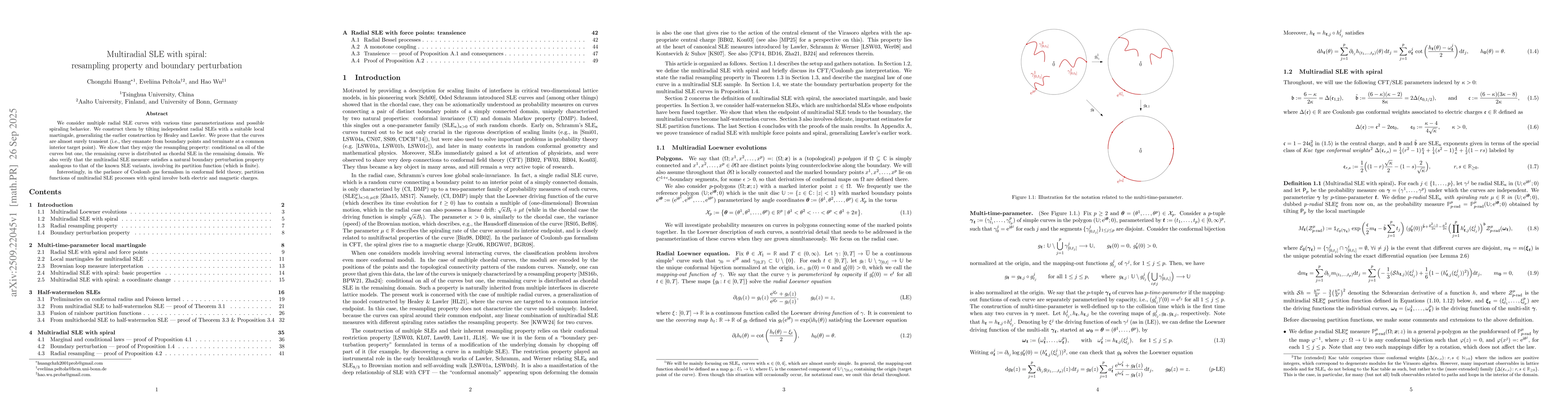 Thumbnail for Multiradial SLE with spiral: resampling property and boundary
  perturbation