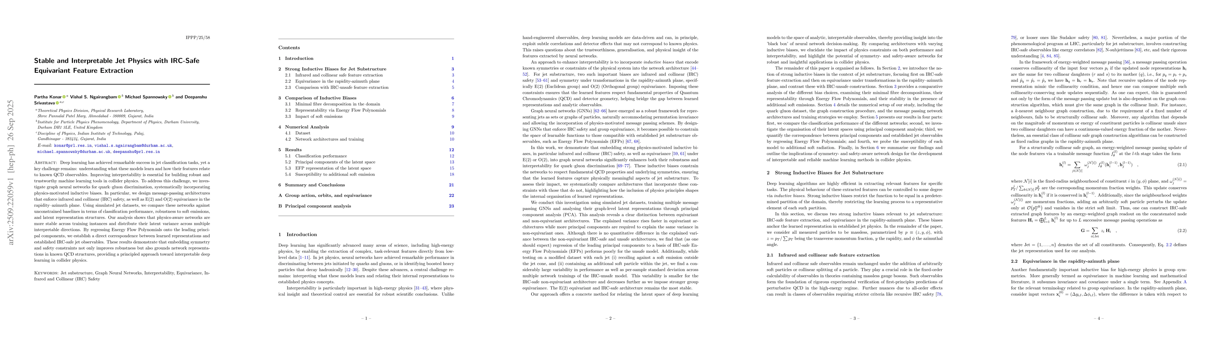 Thumbnail for Stable and Interpretable Jet Physics with IRC-Safe Equivariant Feature
  Extraction