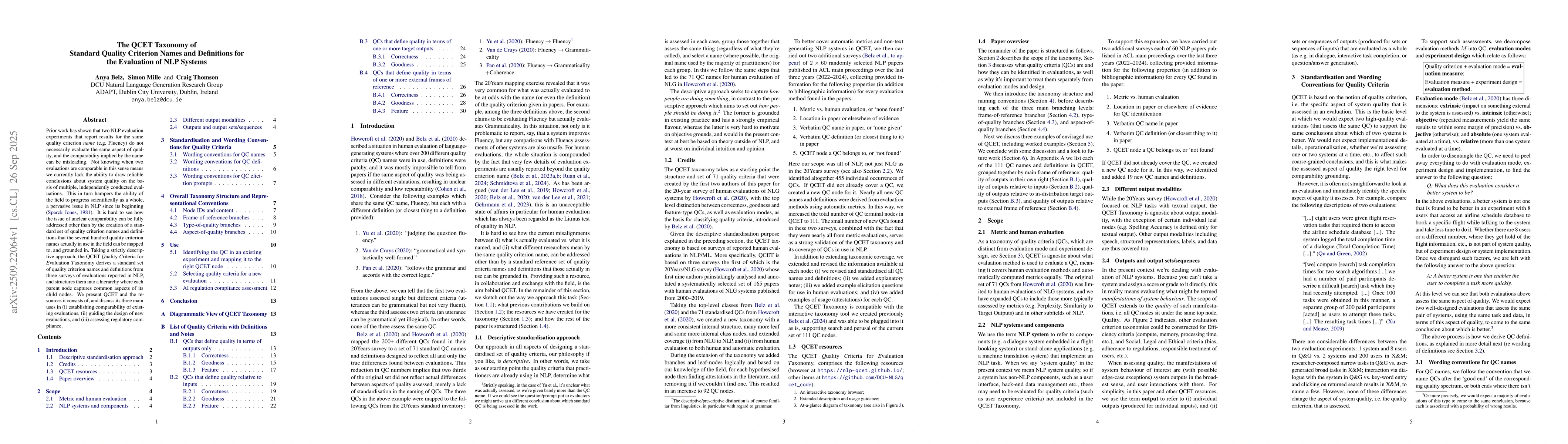 Thumbnail for The QCET Taxonomy of Standard Quality Criterion Names and Definitions
  for the Evaluation of NLP Systems