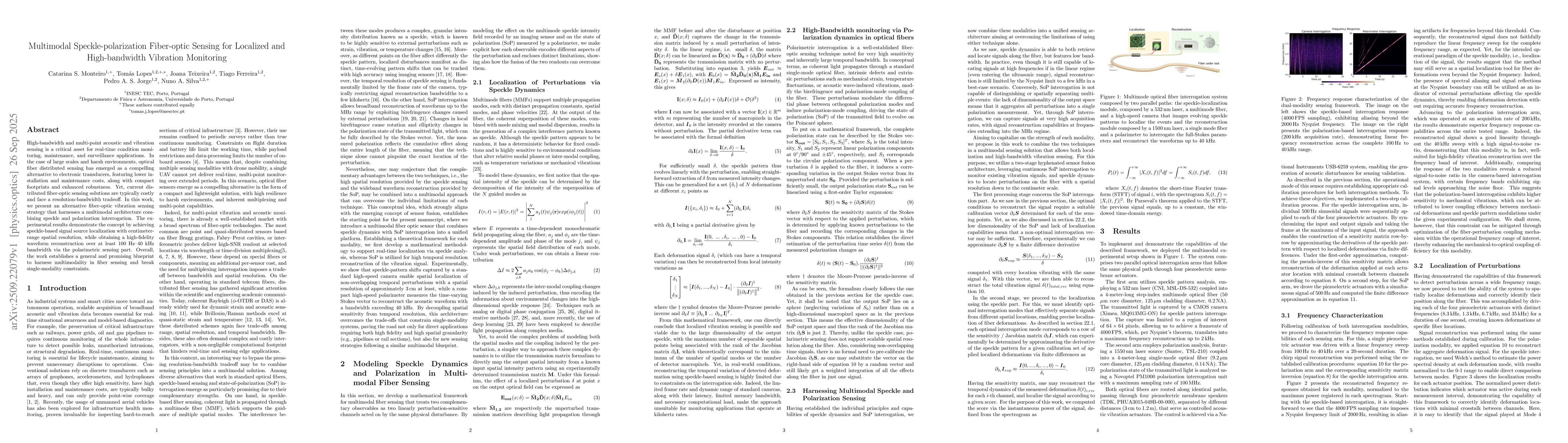 Thumbnail for Multimodal Speckle-polarization Fiber-optic Sensing for Localized and
  High-bandwidth Vibration Monitoring