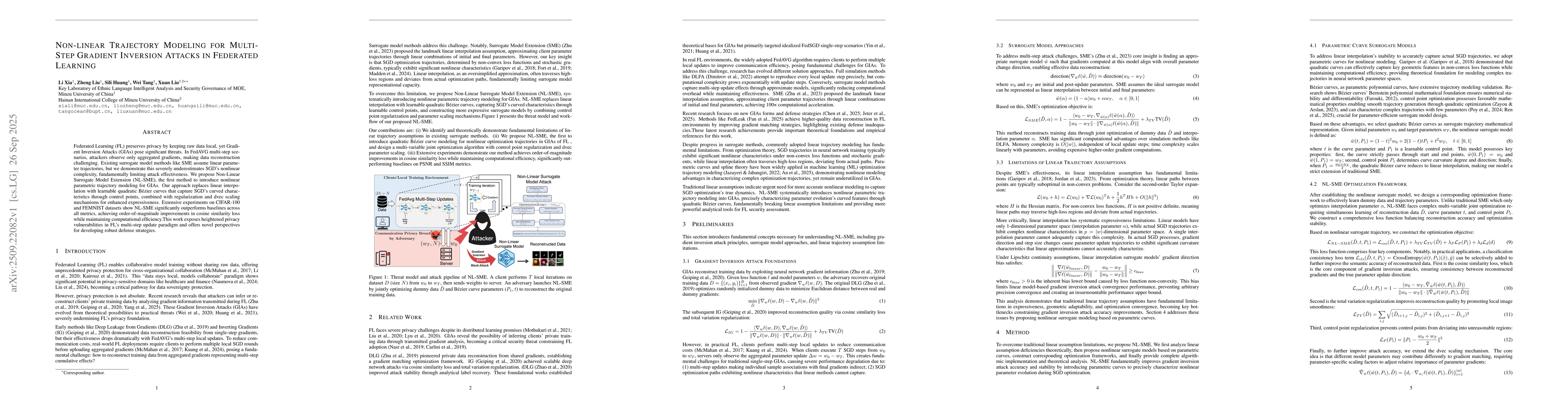 Thumbnail for Non-Linear Trajectory Modeling for Multi-Step Gradient Inversion Attacks
  in Federated Learning