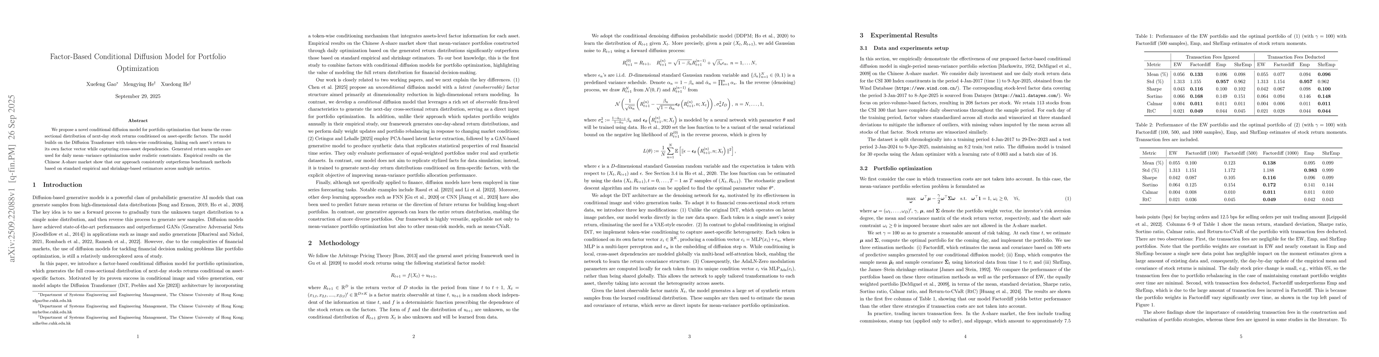 Thumbnail for Factor-Based Conditional Diffusion Model for Portfolio Optimization
