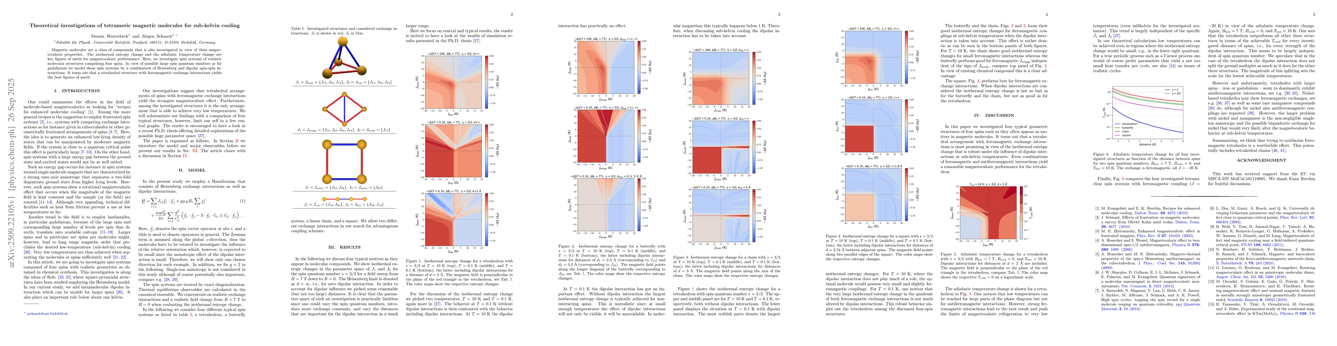 Thumbnail for Theoretical investigations of tetrameric magnetic molecules for
  sub-kelvin cooling