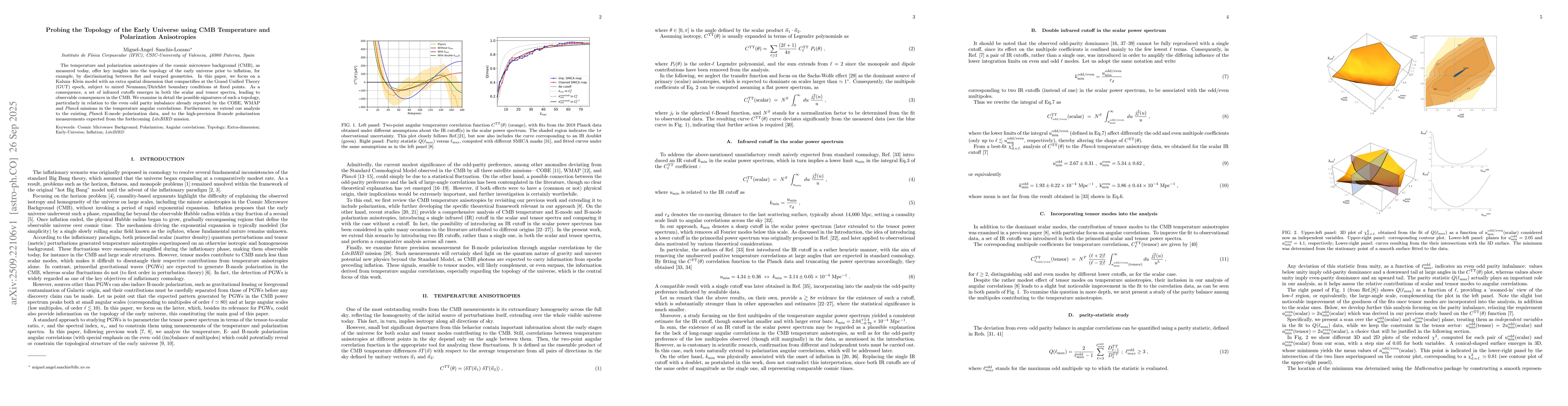 Thumbnail for Probing the Topology of the Early Universe using CMB Temperature and
  Polarization Anisotropies