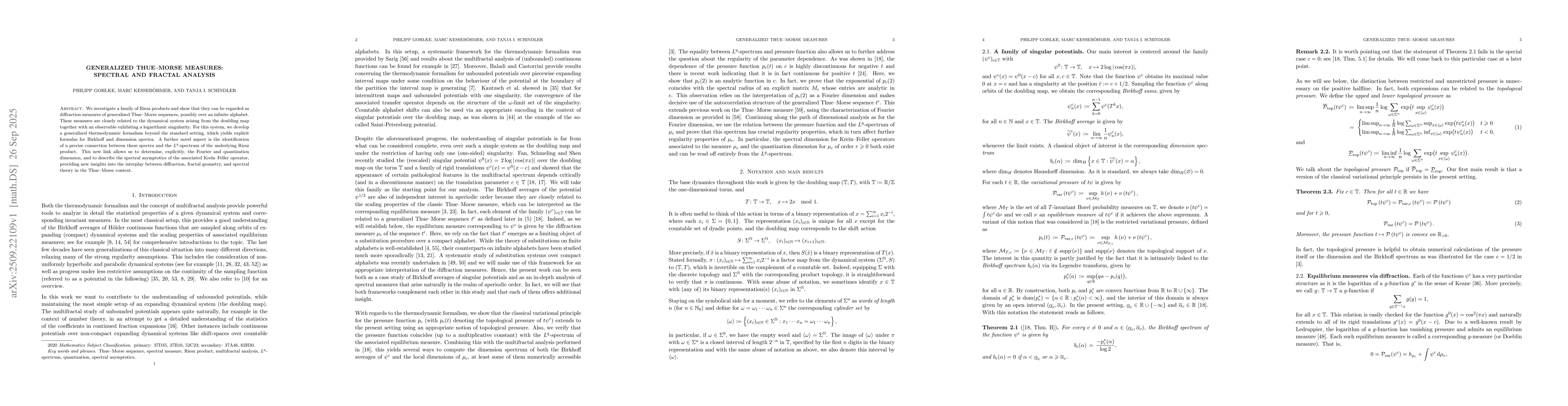 Thumbnail for Generalized Thue-Morse measures: spectral and fractal analysis