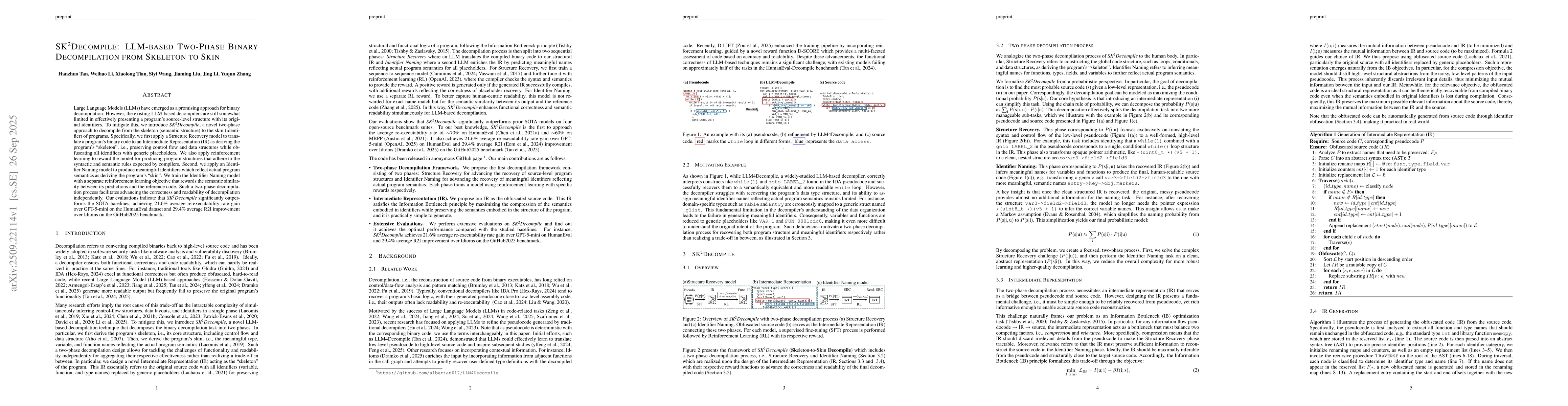 Thumbnail for SK2Decompile: LLM-based Two-Phase Binary Decompilation from Skeleton to
  Skin
