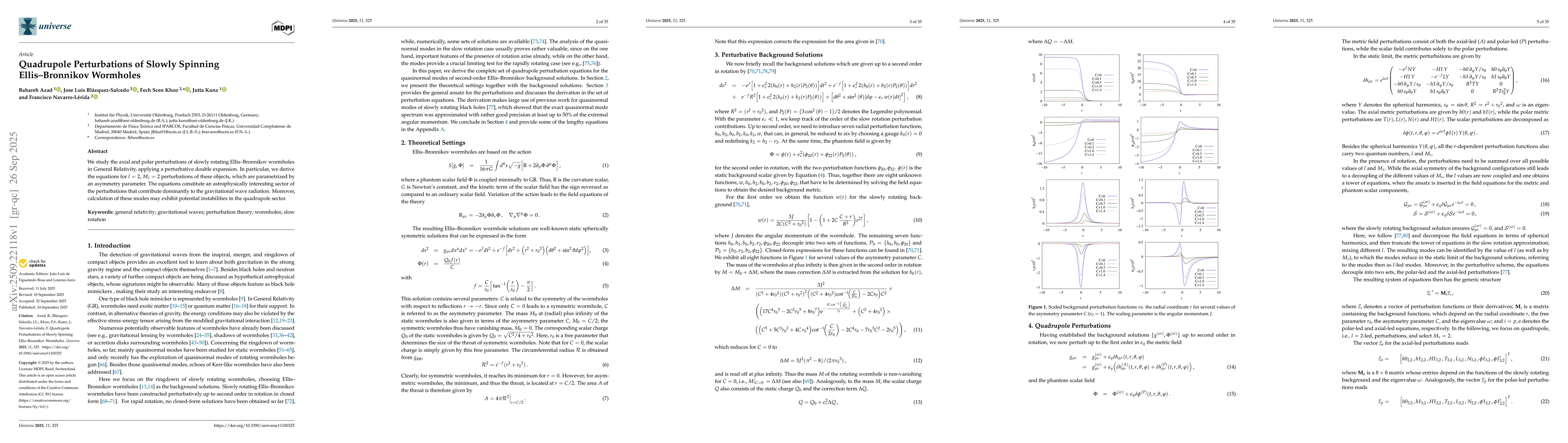 Thumbnail for Quadrupole perturbations of slowly spinning Ellis-Bronnikov wormholes