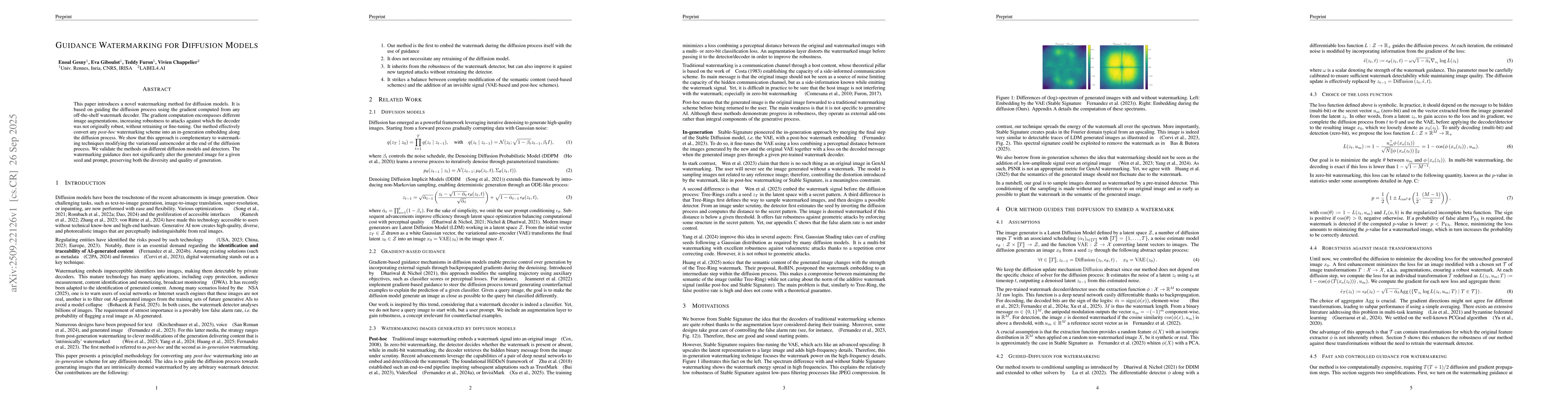 Thumbnail for Guidance Watermarking for Diffusion Models