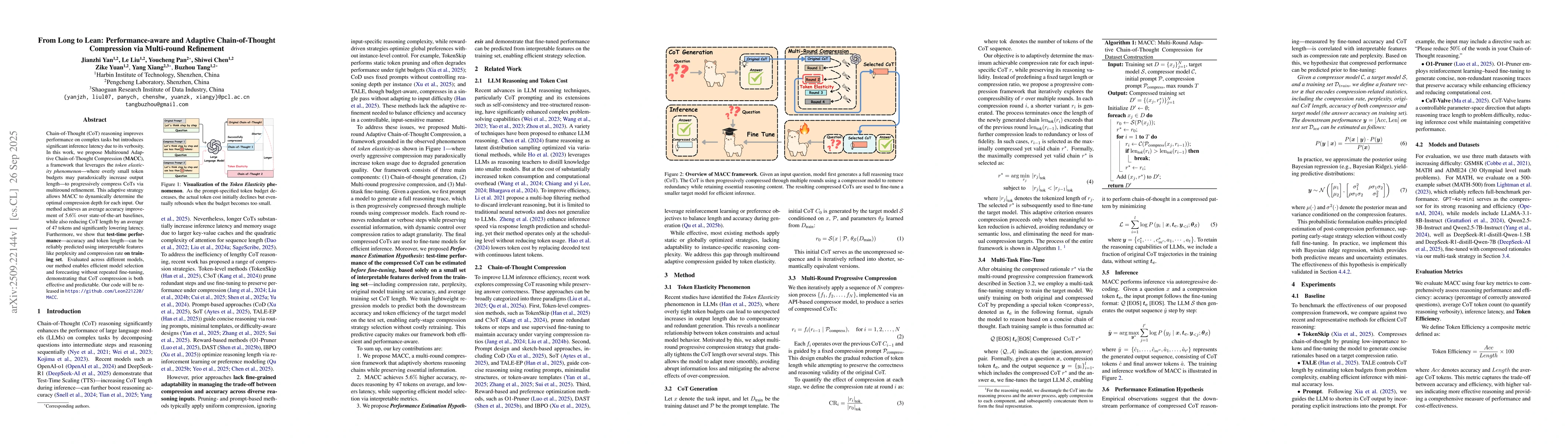 Thumbnail for From Long to Lean: Performance-aware and Adaptive Chain-of-Thought
  Compression via Multi-round Refinement