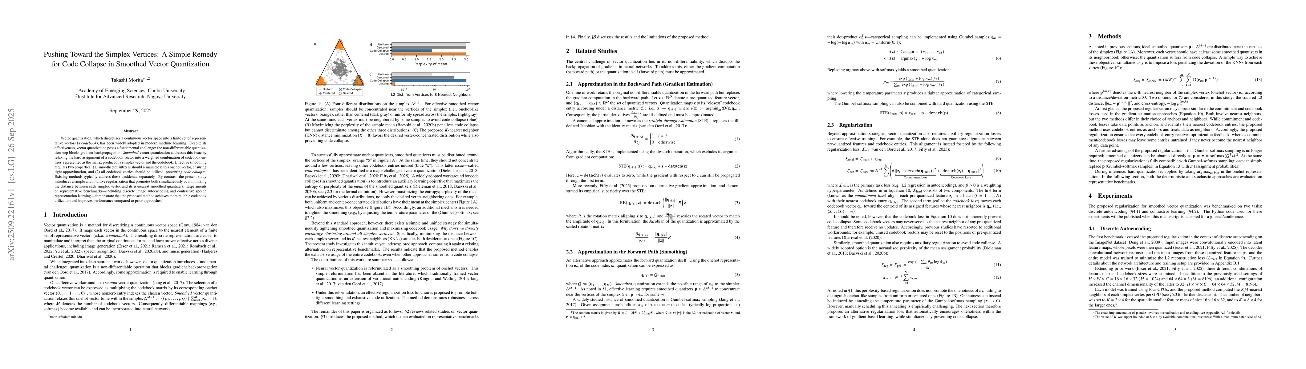 Thumbnail for Pushing Toward the Simplex Vertices: A Simple Remedy for Code Collapse
  in Smoothed Vector Quantization