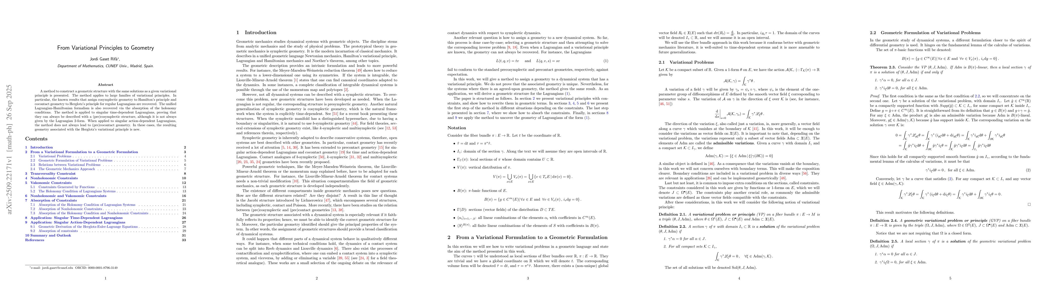 Thumbnail for From variational principles to geometry