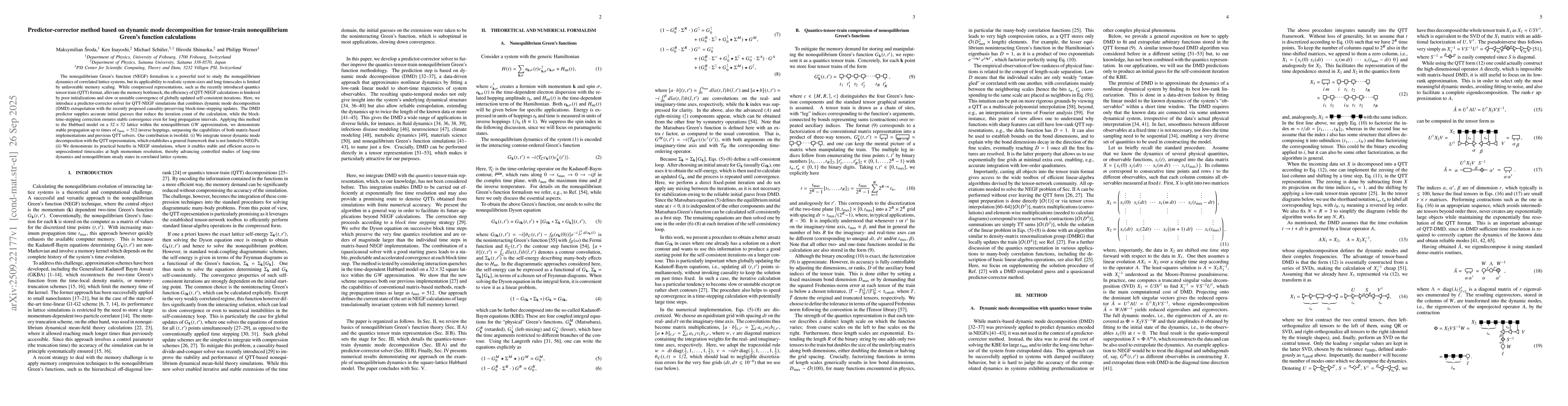 Thumbnail for Predictor-corrector method based on dynamic mode decomposition for
  tensor-train nonequilibrium Green's function calculations